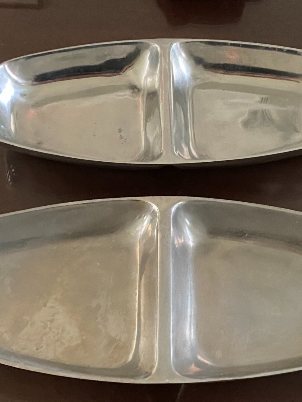 POTTERY BARN set 2 silver BARONA serveware, serve trays